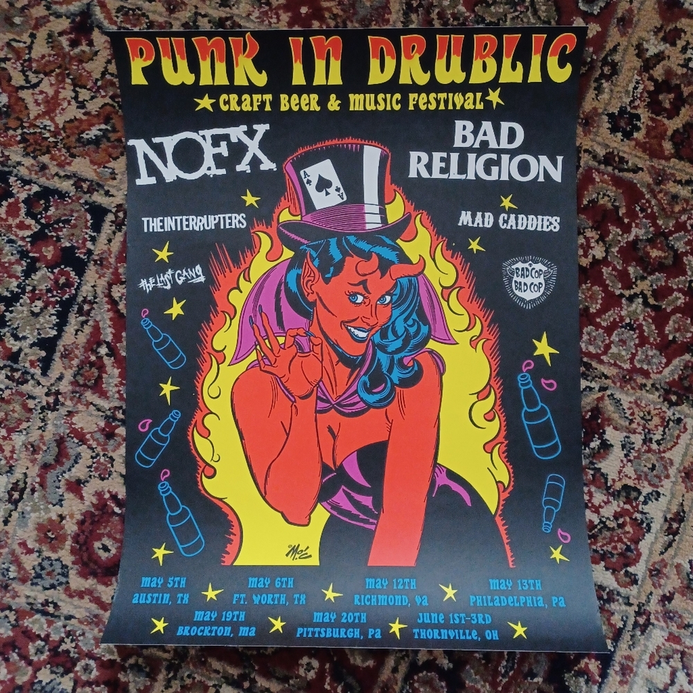 Punk in Drublic 2018 rare concert poster NOFX Bad Religion Coop style punk art